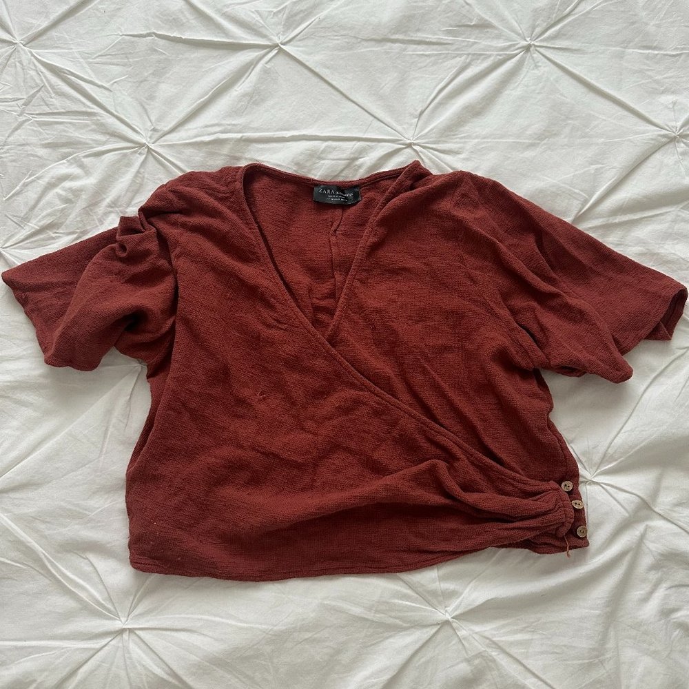 Zara Crop Wrap  Blouse